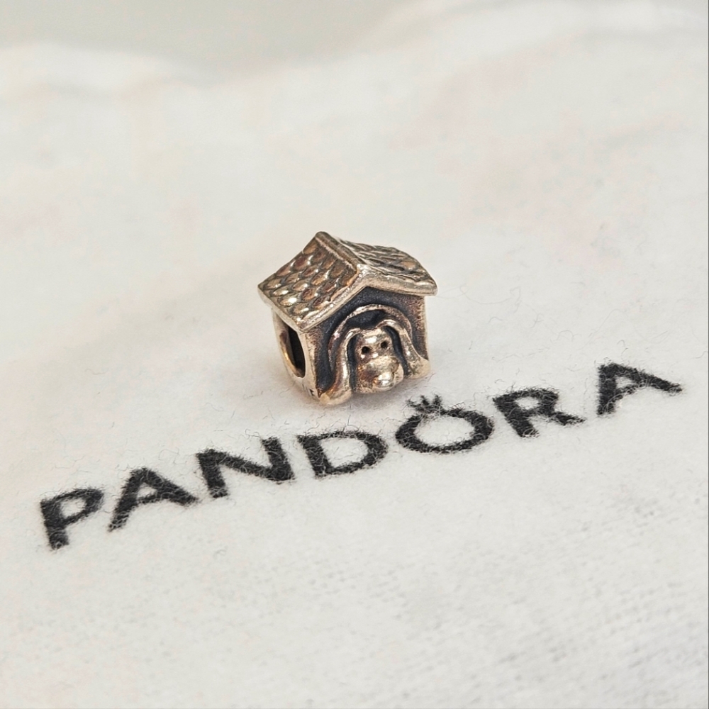 Pandora Sterling Silver Charm Dog House with Red Enamel Heart 925 ALE